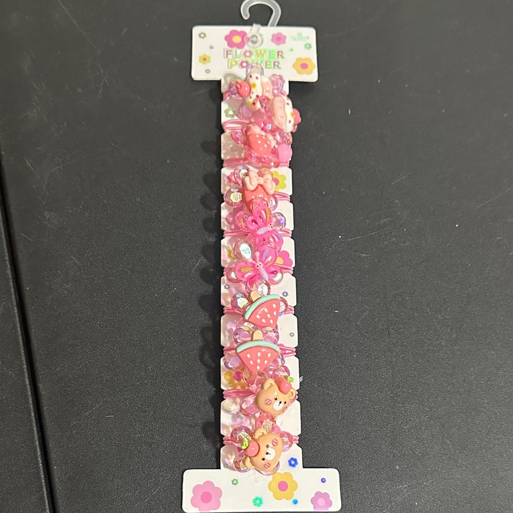 Flower power set of ten ponytail beaded hair ties